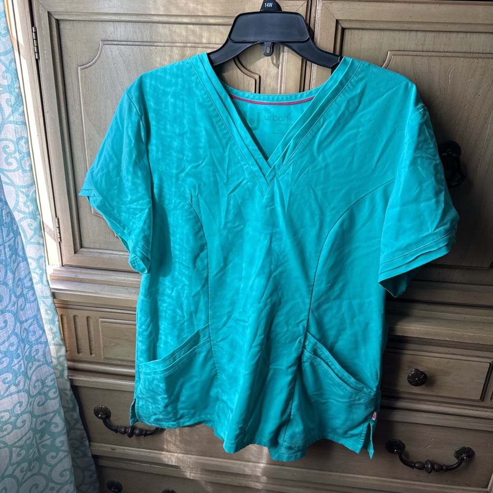 Mint green scrub top